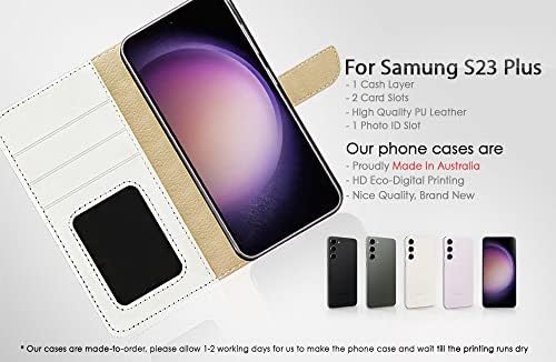 за Samsung S23 +, за Samsung Galaxy S23 Plus, Дизайнерски Калъф-портфейл с панти капак за телефон, A21747 Sea Beach, Palm Tree 21747