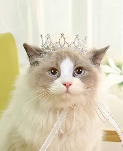 Lovelyshop Pet Series сребърно покритие Кралската Корона от планински Кристал и Седеф, Кръгла Корона за Кучета/Котки,