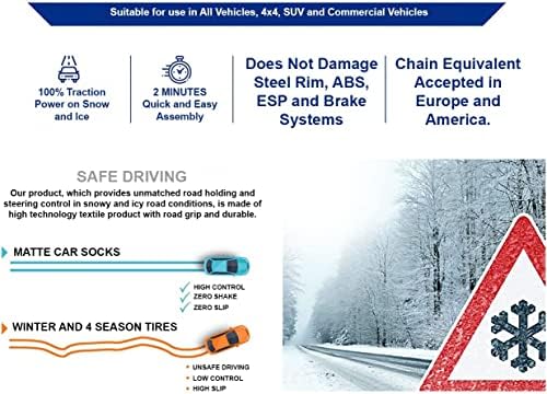 Зимни чорапи за автомобилни гуми Премиум-клас с Текстилни Вериги за сняг серия ExtraPro За Kia EV6 (X-Large)