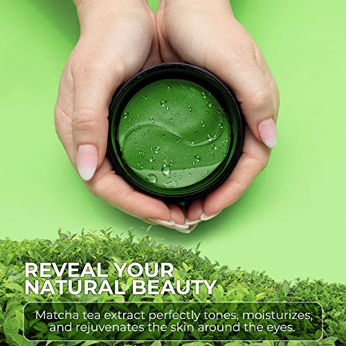 NBCT Лепенки със зелен чай Мача под очите Тъмни кръгове и подпухналостта - 60 опаковки с колаген, Хиалуронова киселина,