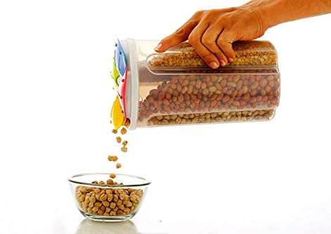 GOPINATHJI Пластмасова 4-Мрежа Диспенсер за Люспи, на Банка За Съхранение на Контейнер-Бийн с Капак за Кухненски зърнени