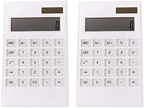 Калкулатори MIEDEON за студенти Настолен калкулатор със стандартна функция, Бял, 12-цифрен Слънчев калкулатор с двойно захранване, Прости офис калкулатори (Whitex2)