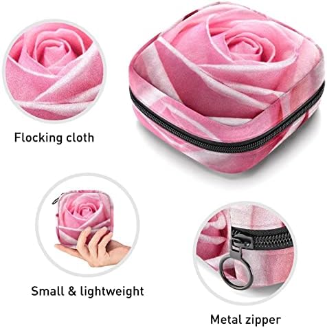 Чанта за съхранение на хигиенни кърпички Pink Rose Bloom за Момичета, Жени, Преносима Чанта за тампони на Първия период, Държач за Тампони, косметичка за Пътуване, Голям Ка