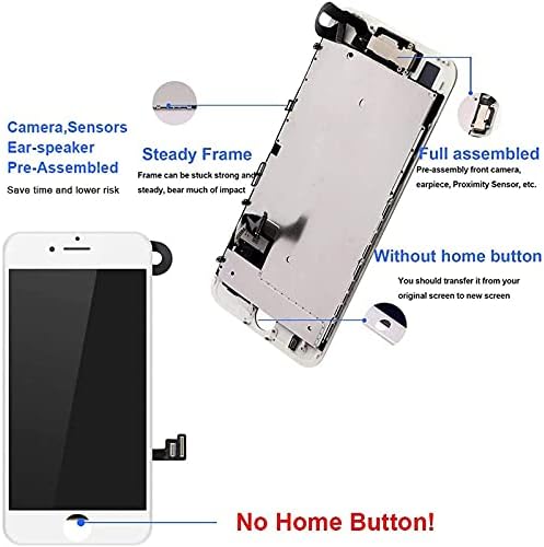 Mobkitfp за iPhone 7 Замяната на екрана Бял, с Камера + Сензори + Говорител Пълна Монтаж на 4,7-инчов LCD-екран 3D Сензорен