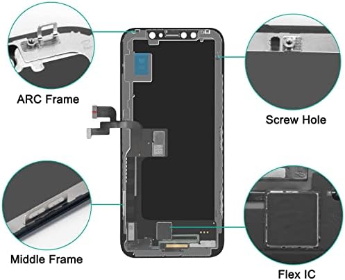 Beefix за iPhone X Подмяна на екрана： 5,8-инчов 3D Сензорен екран Дигитайзер възли за A1865, A1901, A1902-Подмяна на