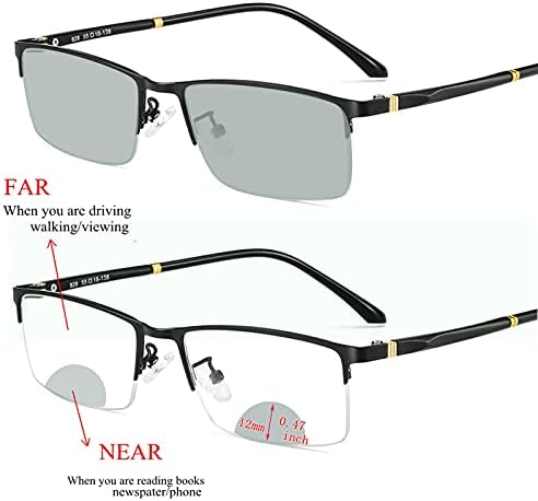 mincl Преходни Фотохромичните Бифокални Очила за Четене В Правоъгълни Рамки За Мъже и Жени, Прозрачни Слънчеви Очила