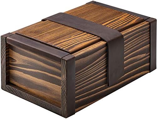 Реколта Дървена Ковчег за аксесоари SPLENDSTOR с Прибиращ чекмедже - Комбинация от естествена кожа и дърво - Ръчна изработка